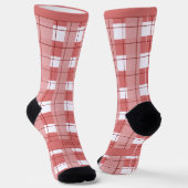 Rot-Weiß-Kariert, Text am Fuß Socken (Gewinkelt)