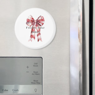 Rot-weiß karierte Streifen-Schleife Magnet