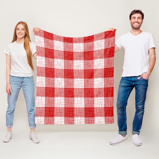 Rot-Weiß-Kariertes-Design mit fettem Karomuster Fleecedecke