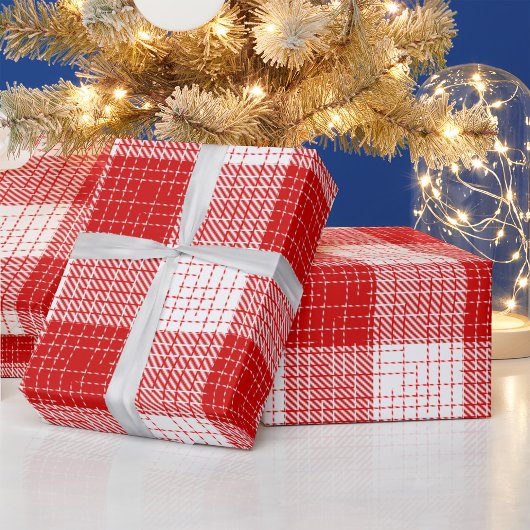 Rot-Weiß-Kariertes-Design mit fettem Karomuster Geschenkpapier