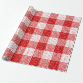Rot-Weiß-Kariertes-Design mit fettem Karomuster Geschenkpapier (Ungerollt)
