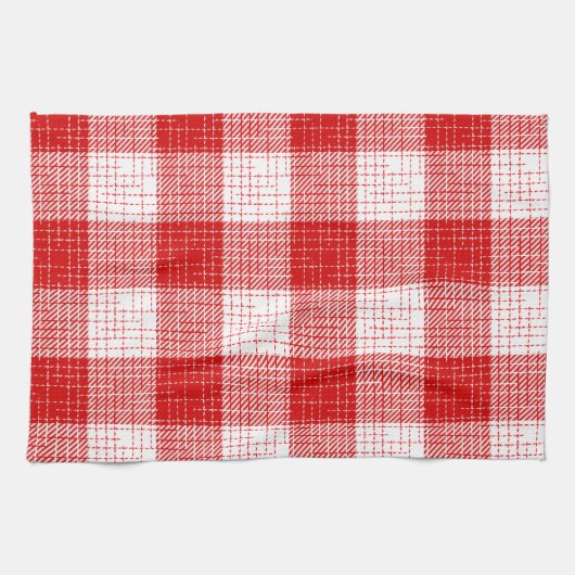Rot-Weiß-Kariertes-Design mit fettem Karomuster Geschirrtuch (Horizontal)