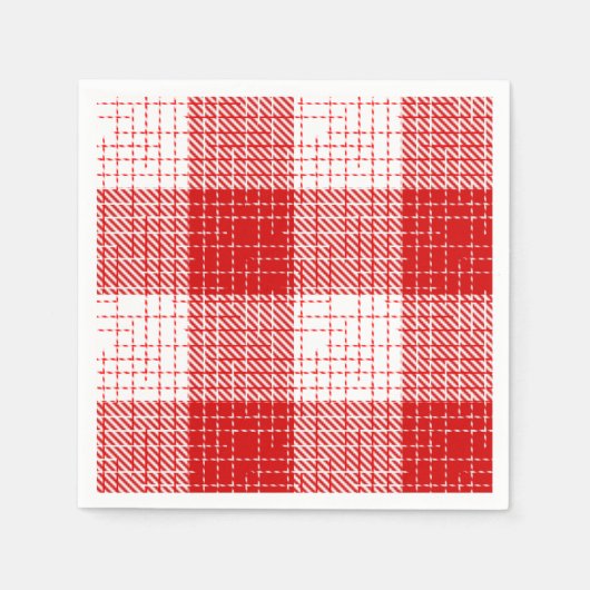 Rot-Weiß-Kariertes-Design mit fettem Karomuster Serviette (Vorderseite)