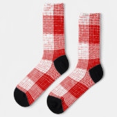 Rot-Weiß-Kariertes-Design mit fettem Karomuster Socken (Linkes Detail)
