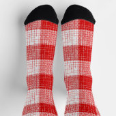 Rot-Weiß-Kariertes-Design mit fettem Karomuster Socken (Oben)