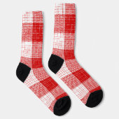 Rot-Weiß-Kariertes-Design mit fettem Karomuster Socken (Rechts)