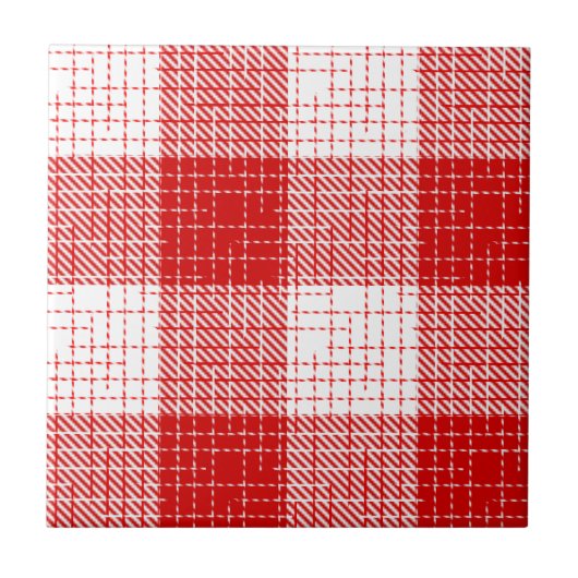 Rot-Weiß-Kariertes-Design mit kühnen Karos Fliese (Vorderseite)