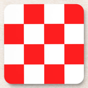 Rot-Weiß kariertes Schachbrettmuster Getränkeuntersetzer