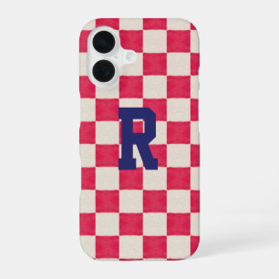Rot-Weiß-Karo iPhone 16 Hülle