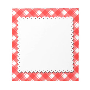Rot-Weiß-Karo-Muster Faux-Doily-Notizblock Notizblock