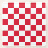 Rot-Weiß-Karo-Muster Glasuntersetzer (Vorderseite)