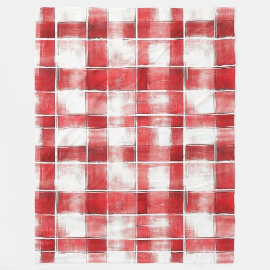 Rot-Weiß-Karo-Streifen Fleecedecke (Vorderseite)