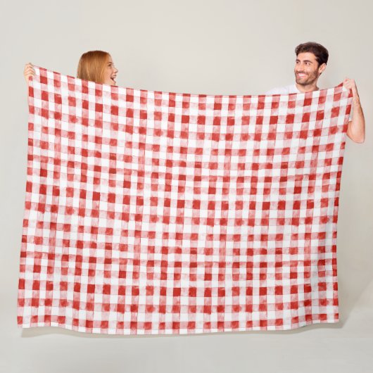 Rot-Weiß-Karo-Streifen-Geburtstag Fleecedecke (Beispiel)