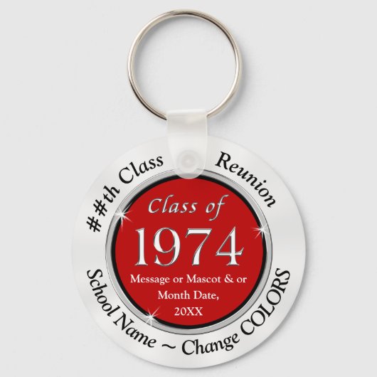 Rot, Weiß, Klasse 1974 Wiedersehen Ideas, 50 Jahre Schlüsselanhänger (Vorderseite)