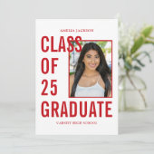 Rot-Weiß-Klasse mit 25 Foto Abschluss Ankündigung (Stehend Vorderseite)