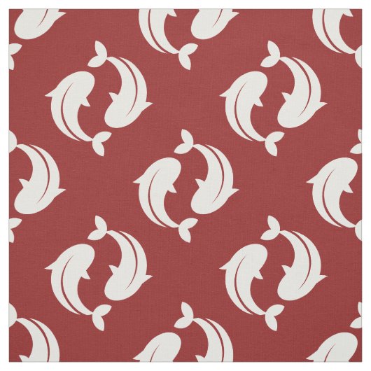 Rot-weiß Koi Fisch Orientalisches Muster Stoff (Muster)
