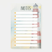 Rot-Weiß-Leuchtturm-Aquarell Post-it Klebezettel (Vorderseite)