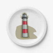 Rot-Weiß-Leuchtturm Pappteller (Vorderseite)