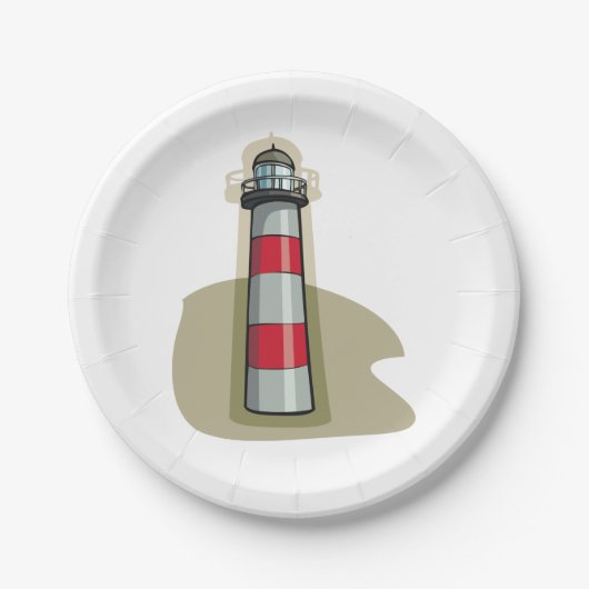 Rot-Weiß-Leuchtturm Pappteller (Vorderseite)