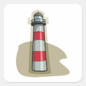 Rot-Weiß-Leuchtturm Quadratischer Aufkleber (Vorderseite)