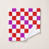 Rot-Weiß-Lila Karomuster-Design Badhandtuch Set (Waschlappen)