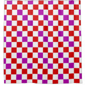 Rot Weiß Lila Karomuster Design Duschvorhang (Vorderseite)