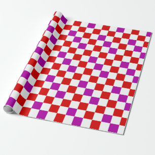 Rot-Weiß-Lila Karomuster-Design  Geschenkpapier