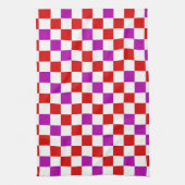 Rot-Weiß-Lila Karomuster-Design  Geschirrtuch (Vertikal)