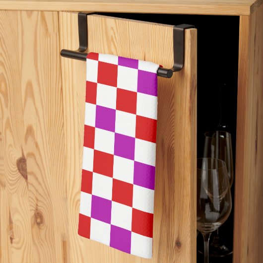 Rot-Weiß-Lila Karomuster-Design  Geschirrtuch (Drittel gefaltet)