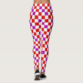Rot-Weiß-Lila Karomuster-Design Leggings (Rückseite)