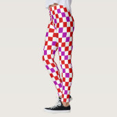 Rot-Weiß-Lila Karomuster-Design Leggings (Links)