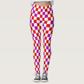 Rot-Weiß-Lila Karomuster-Design Leggings (Vorderseite)