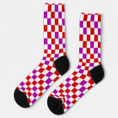 Rot Weiß Lila Karomuster Design  Socken (Linkes Detail)