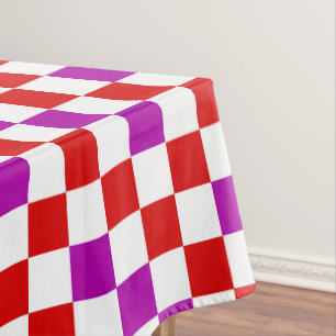Rot-Weiß-Lila Karomuster Design  Tischdecke