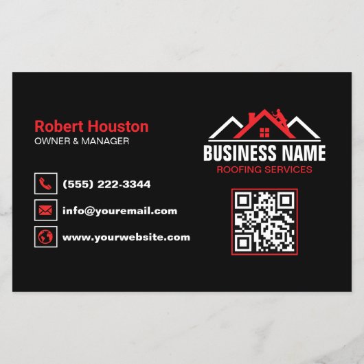 Rot-Weiß-Logo-Dachdecker-QR-Code Flyer (Hinten)