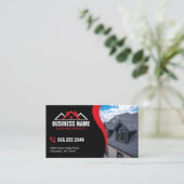 Rot-Weiß-Logo Dachdecker QR-Code Visitenkarte (Stehend Vorderseite)