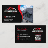 Rot-Weiß-Logo Dachdecker QR-Code Visitenkarte (Vorne/Hinten)