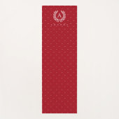 Rot-Weiß-Lorbeer-Monogramm-Polka-Dot-Muster Yogamatte (Vorderseite)