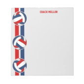 Rot-Weiß-Mannschaft Farben Volleyball-Coach Custom Notizblock (Vorderseite)