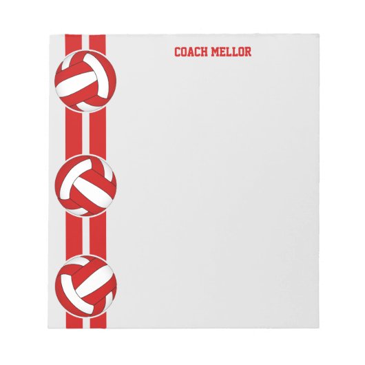 Rot-Weiß-Mannschaft Farben Volleyball-Coach Custom Notizblock (Vorderseite)