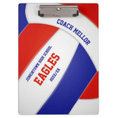 Rot-Weiß-Mannschaft Farben Volleyball-Trainer Klemmbrett (Vorderseite)