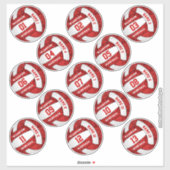 Rot-Weiß-Mannschaft färbt Volleyball 3 Zoll-Aufkle Aufkleber (Blatt)