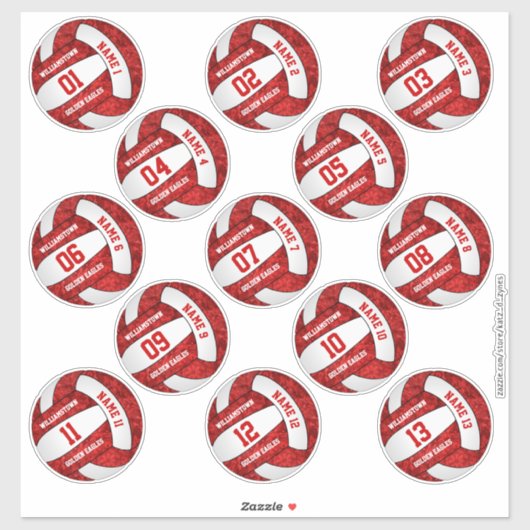 Rot-Weiß-Mannschaft färbt Volleyball 3 Zoll-Aufkle Aufkleber (Blatt)