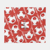 Rot-Weiß-Mannschaftsfarben I Liebe-Fußball-Textmus Fleecedecke (Vorderseite (Horizontal))