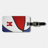 Rot-Weiß-Mannschaftsfarben Monogramm-Basketball Gepäckanhänger (Vorderseite horizontal)