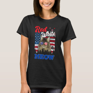 Rot Weiß & Meow 4. Juli USA-Flagge Maine Coon C T-Shirt