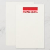Rot & Weiß minimalistisches einfaches Design Briefpapier (Vorne/Hinten)