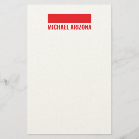 Rot & Weiß minimalistisches einfaches Design Briefpapier (Vorderseite)