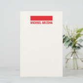 Rot & Weiß minimalistisches einfaches Design Briefpapier (Stehend Vorderseite)