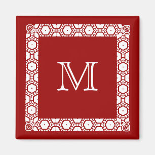 Rot-Weiß-Mit Monogramm Zimmertür-Markierung Magnet